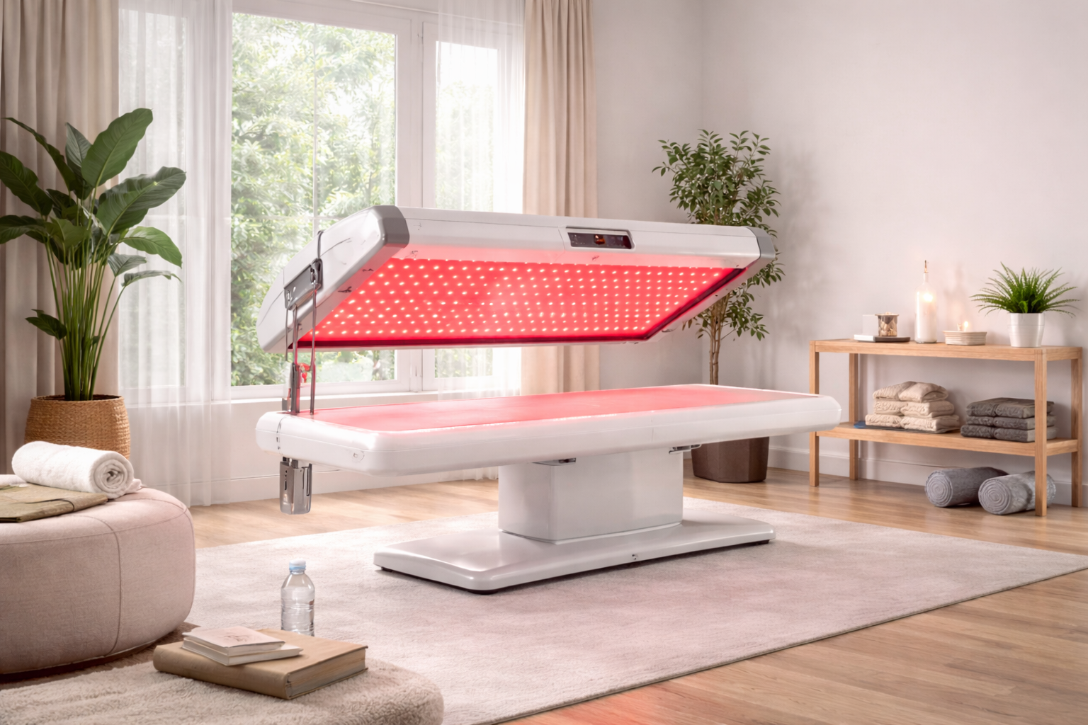 professional full body red light therapy bed used in residential recovery room