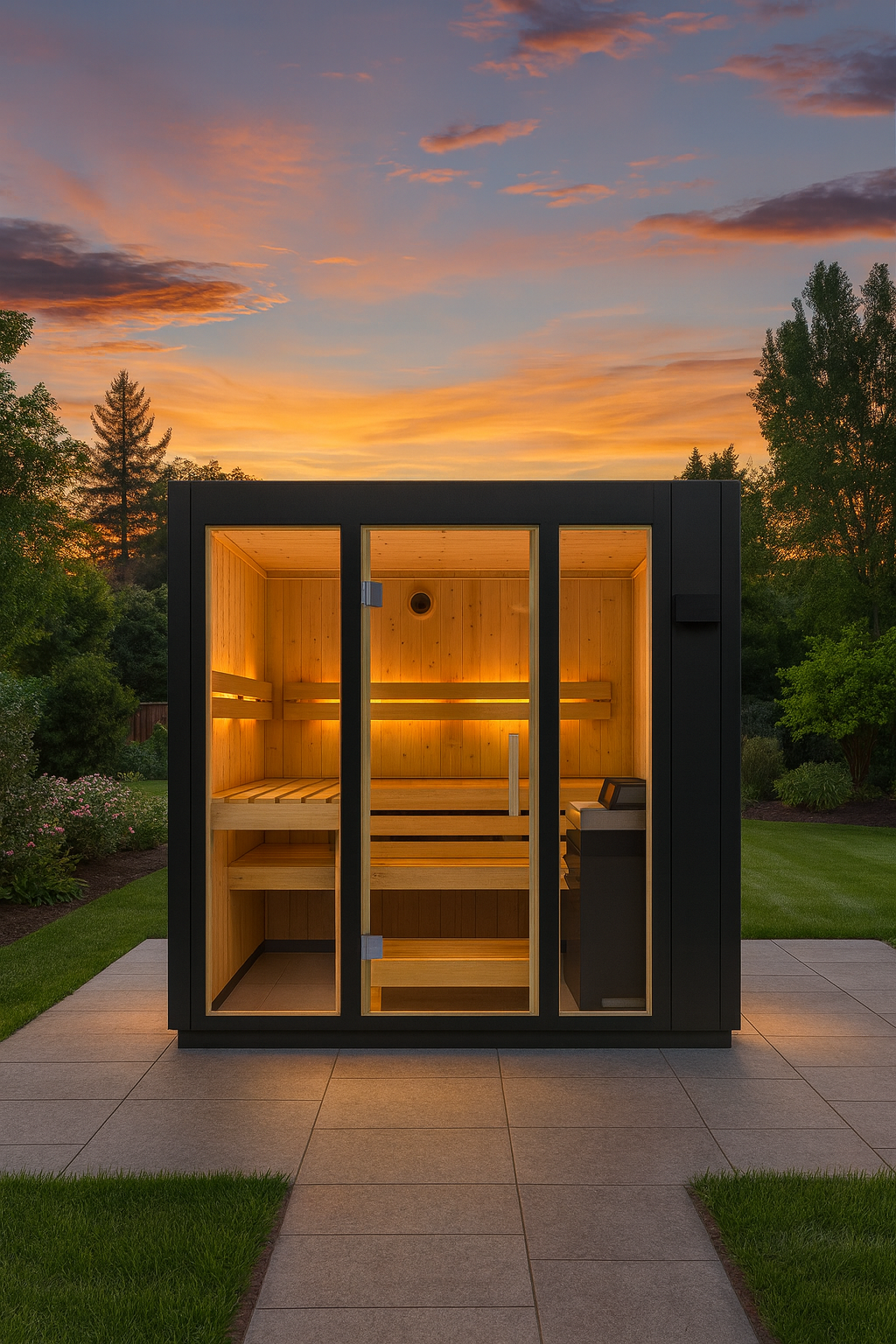 Kohler C1 Indoor Sauna Kit Graphite Grey – Scandinavian Spruce Home Sauna with FERO Heater (2 to 5 Persons)