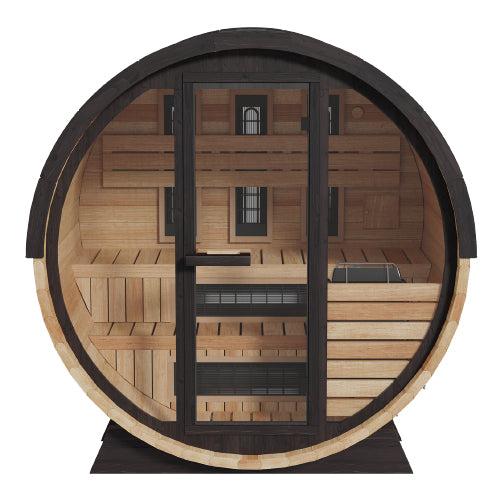 Finnmark FD-7 Thermo-Aspen outdoor hybrid infrared and traditional barrel sauna