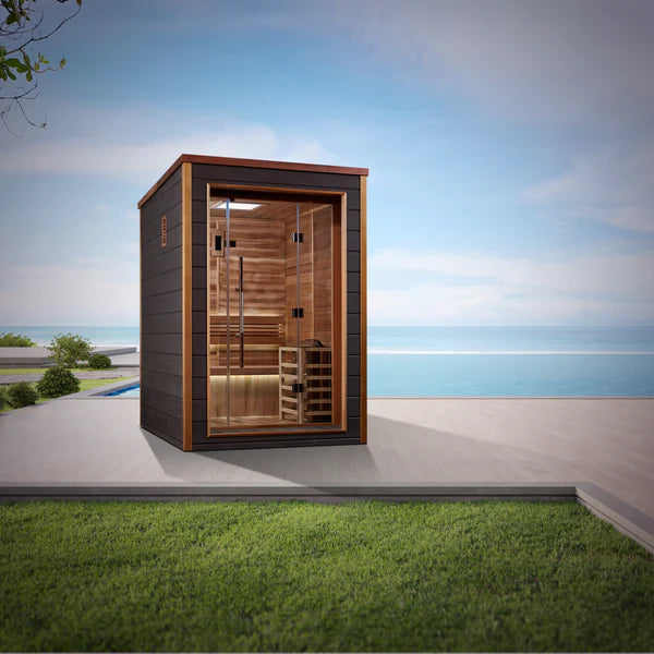 GDI-8202-01 Narvik 2 Person Outdoor-Indoor Traditional Sauna – Canadian Red Cedar Interior