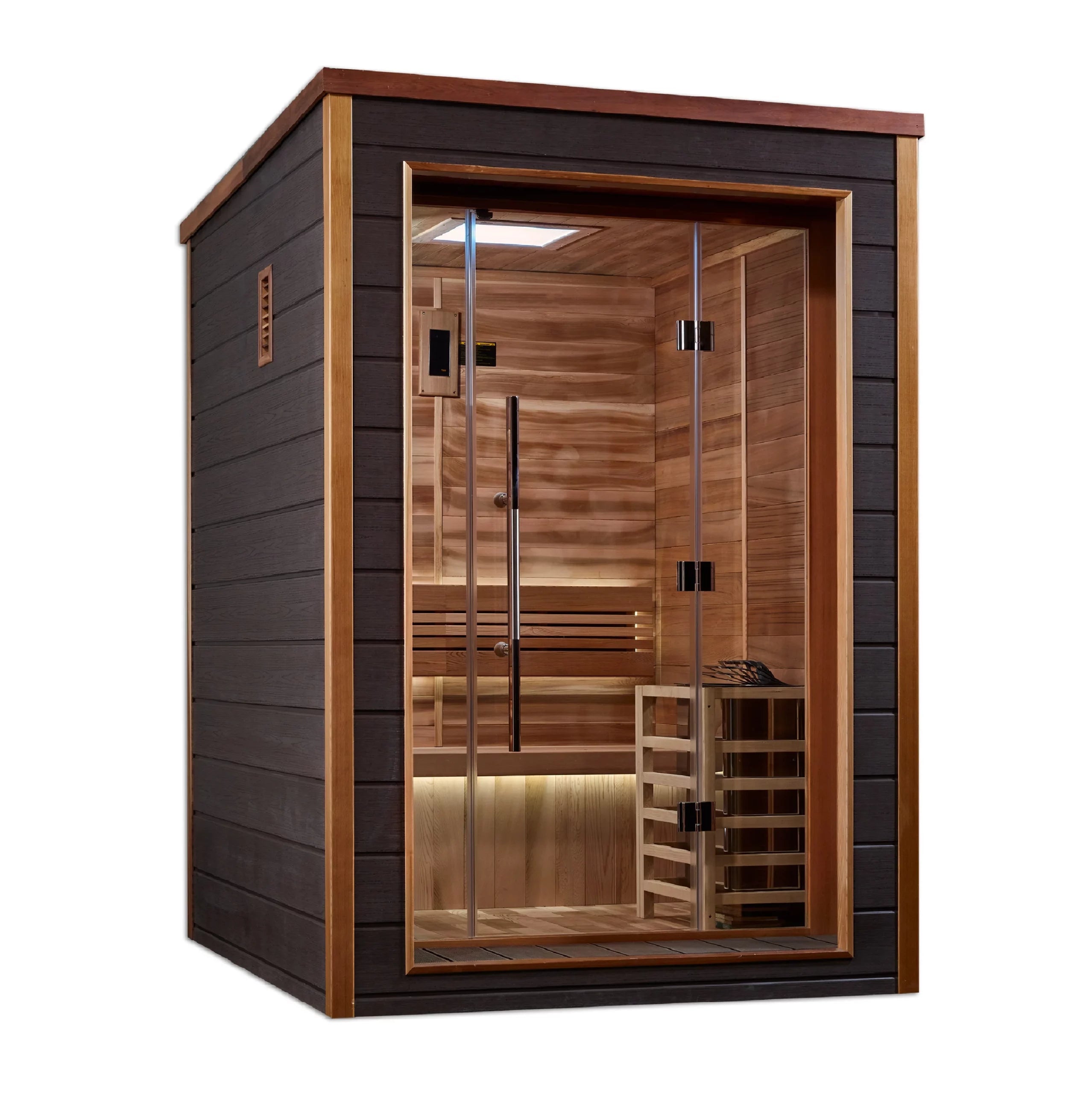 GDI-8202-01 Narvik 2 Person Outdoor-Indoor Traditional Sauna – Canadian Red Cedar Interior