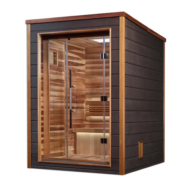 GDI-8202-01 Narvik 2 Person Outdoor-Indoor Traditional Sauna – Canadian Red Cedar Interior