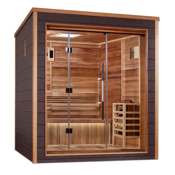 Golden Designs Drammen 3 Person Traditional Sauna GDI-8203-01 | Indoor Outdoor Cedar Sauna