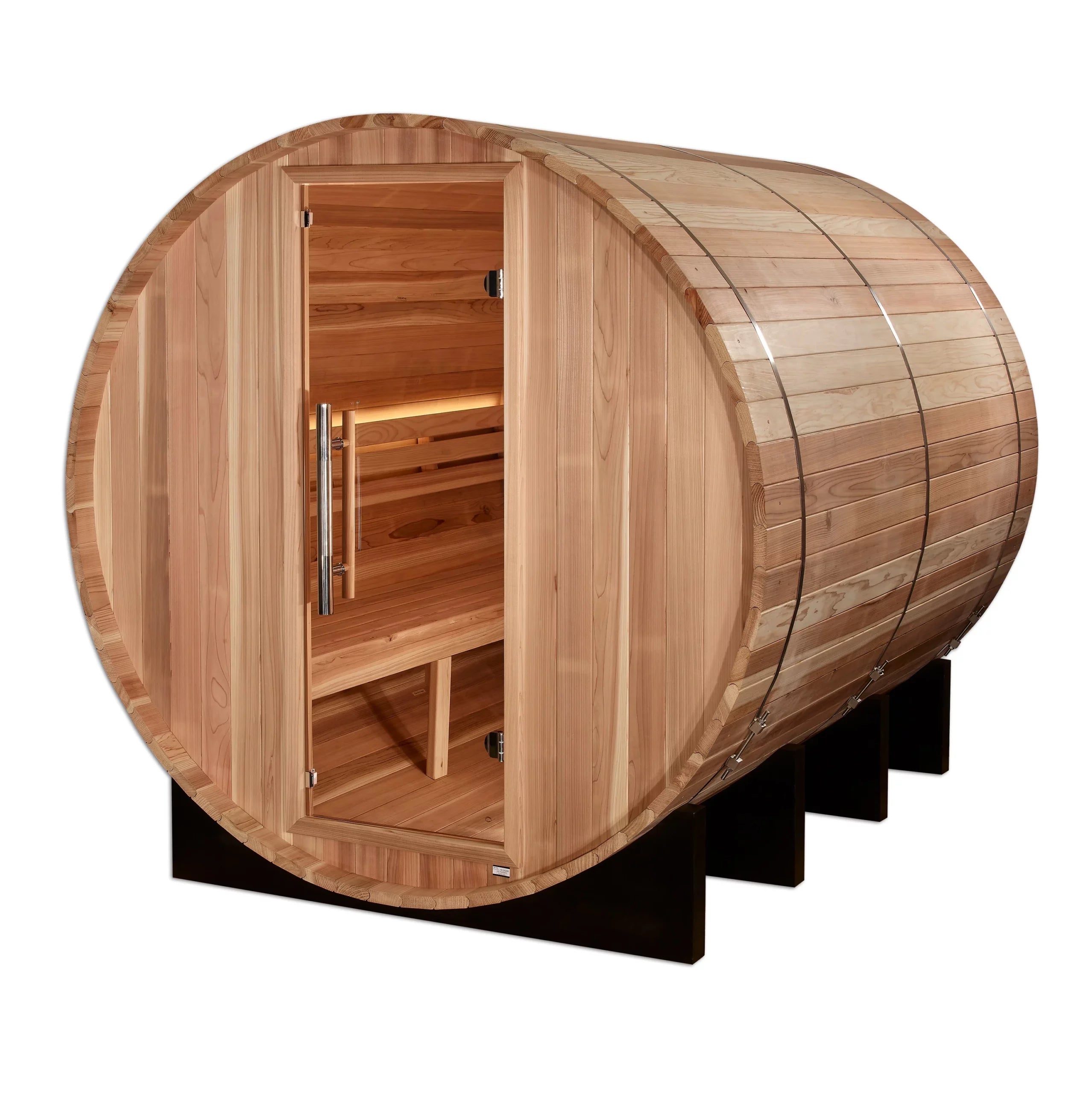 Golden Designs “Klosters” GDI-B006-01 — 6-Person Barrel Traditional Sauna (Pacific Cedar)