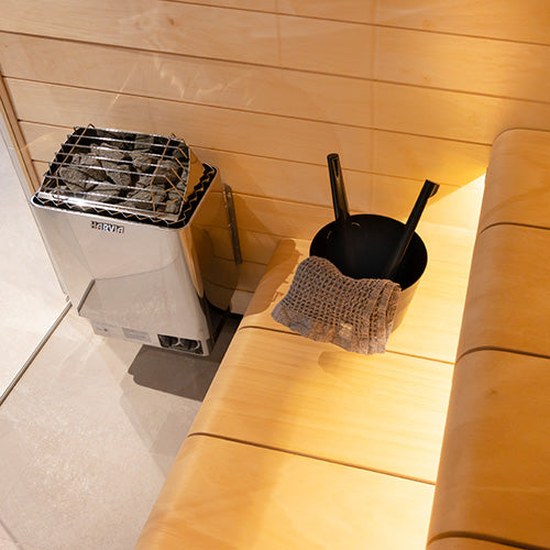 Harvia KIP60B 6 kW Electric Sauna Heater – Built-In Controls, Wall-Mounted Stainless Design