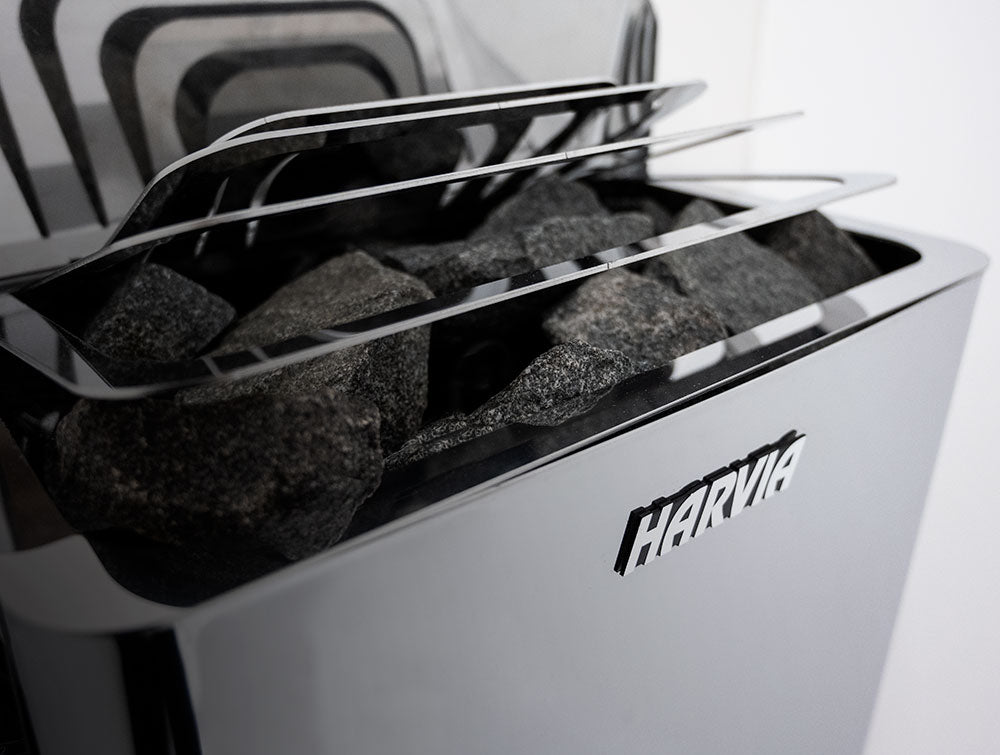 Harvia The Wall SW60 – 6kW Black Steel Electric Sauna Heater with Built-In Controls