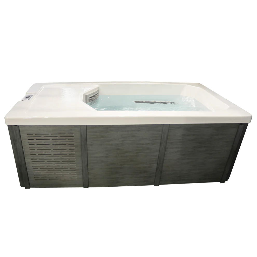 Close-up of CHILL1000 acrylic shell and limestone exterior cabinet