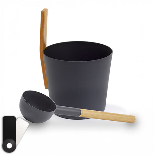 KOLO Sauna Set 3 – 1-Gallon Aluminum Bucket & Ladle with Bamboo Handles