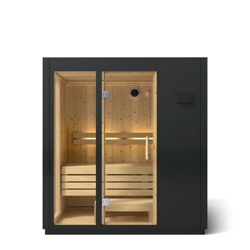 Kohler C1 Indoor Sauna Kit Graphite Grey – Scandinavian Spruce Home Sauna with FERO Heater (2 to 5 Persons)