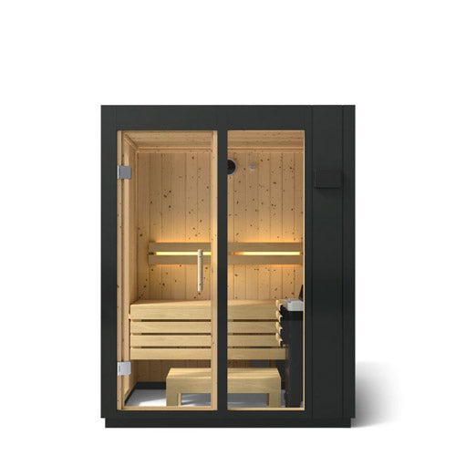 Kohler C1 Indoor Sauna Kit Graphite Grey – Scandinavian Spruce Home Sauna with FERO Heater (2 to 5 Persons)
