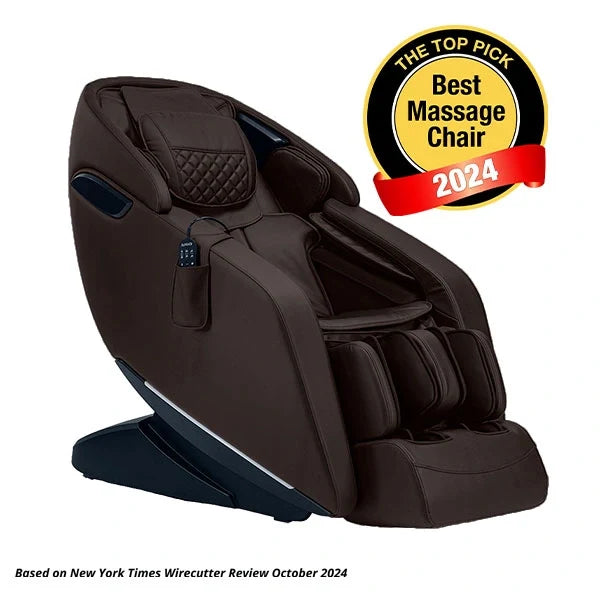 Kyota Genki M380 brown massage chair with product badge