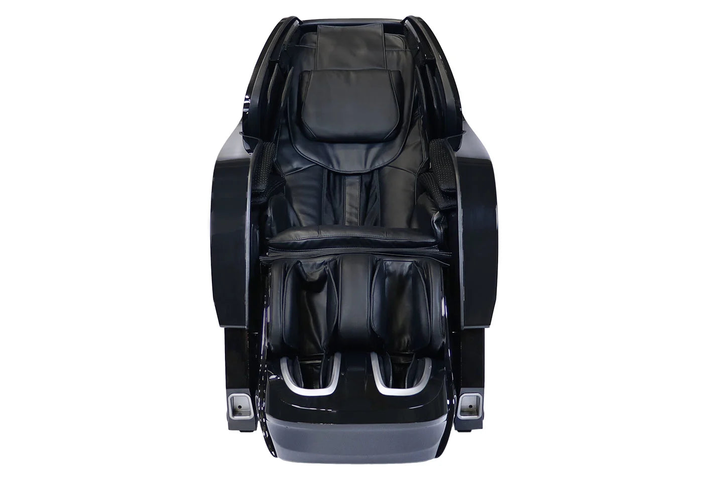 Front view of the Kyota Yosei M868 4D massage chair in black featuring SL-Track massage system, zero gravity recline, and full body air compression