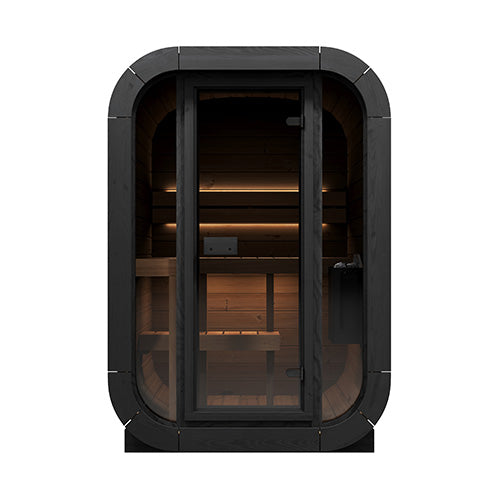 SaunaLife Model CL3G – Cube-Series 2-Person Outdoor Home Sauna Kit with Full Glass Front
