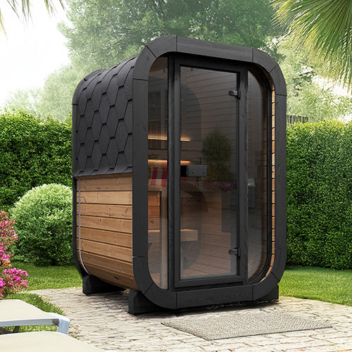SaunaLife Model CL3G – Cube-Series 2-Person Outdoor Home Sauna Kit with Full Glass Front