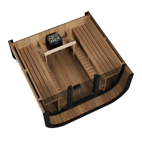 SaunaLife Model CL7G – Cube-Series 6-Person Outdoor Home Sauna Kit with Full Glass Front