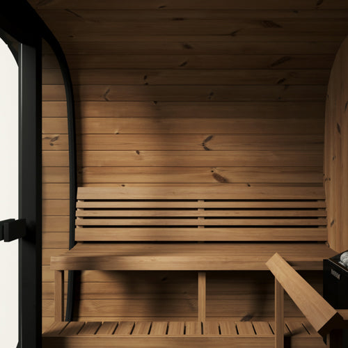 SaunaLife Model CL7G – Cube-Series 6-Person Outdoor Home Sauna Kit with Full Glass Front
