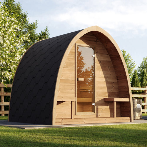 SaunaLife Model G3 – Garden-Series 6-Person Outdoor Home Sauna Kit with Thermo-Spruce & Arched Roof