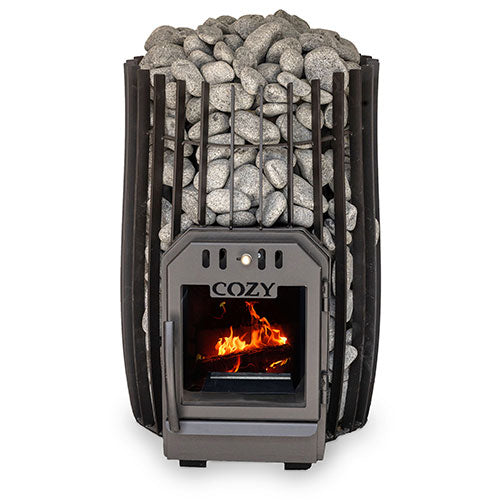 Cozy Heat SW stove installed in a traditional sauna
