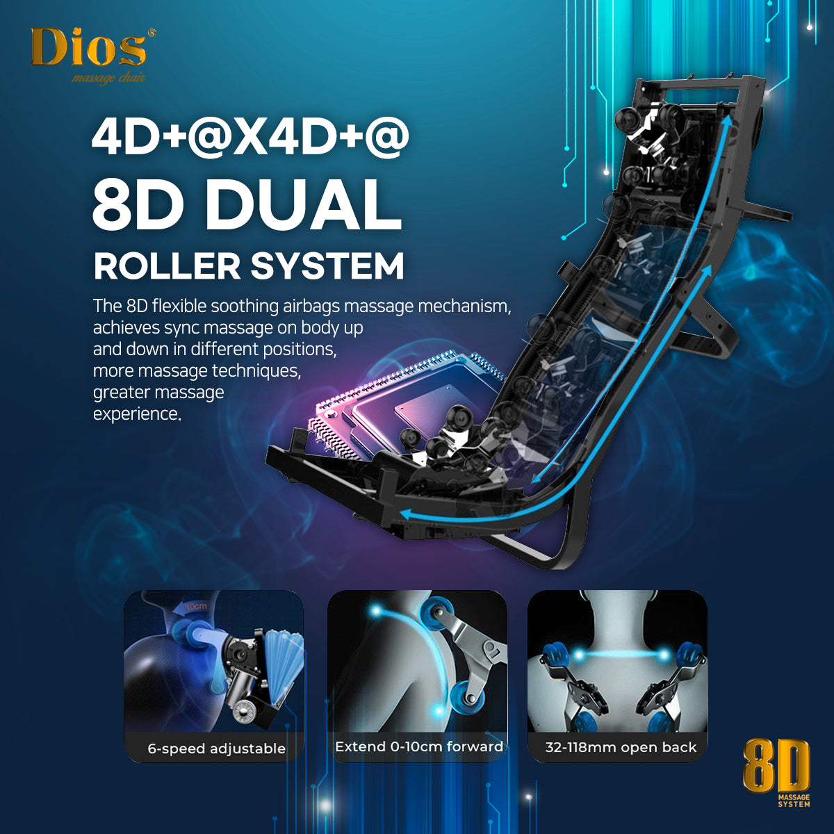 Kahuna Chair DIOS-1288 8D AI Dual Roller (GRAY)