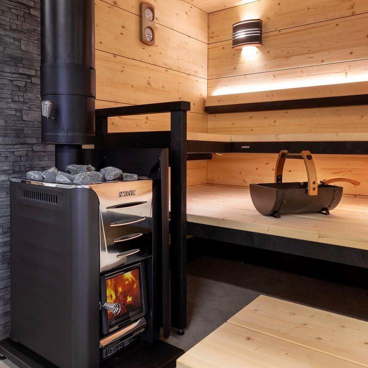 Harvia Pro 20 wood-burning sauna stove angled view