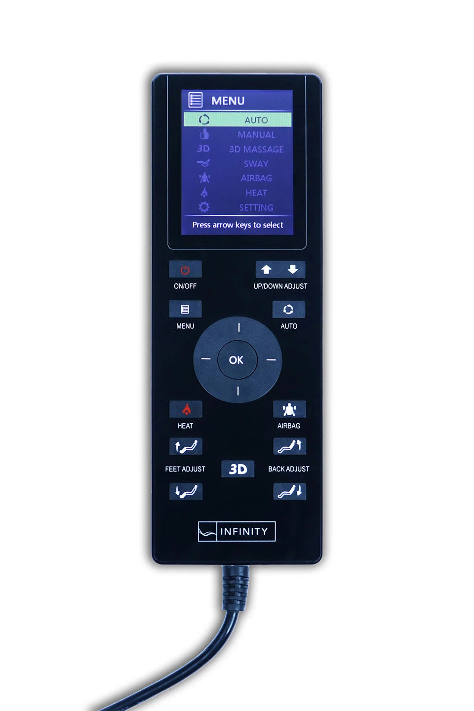 Infinity Smart Chair X3 massage chair remote control with 3D 4D massage and Zero Gravity settings