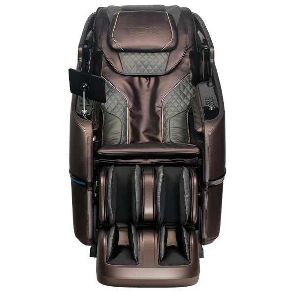 Kyota Kizuna M688 brown 4D massage chair front three-quarter view
