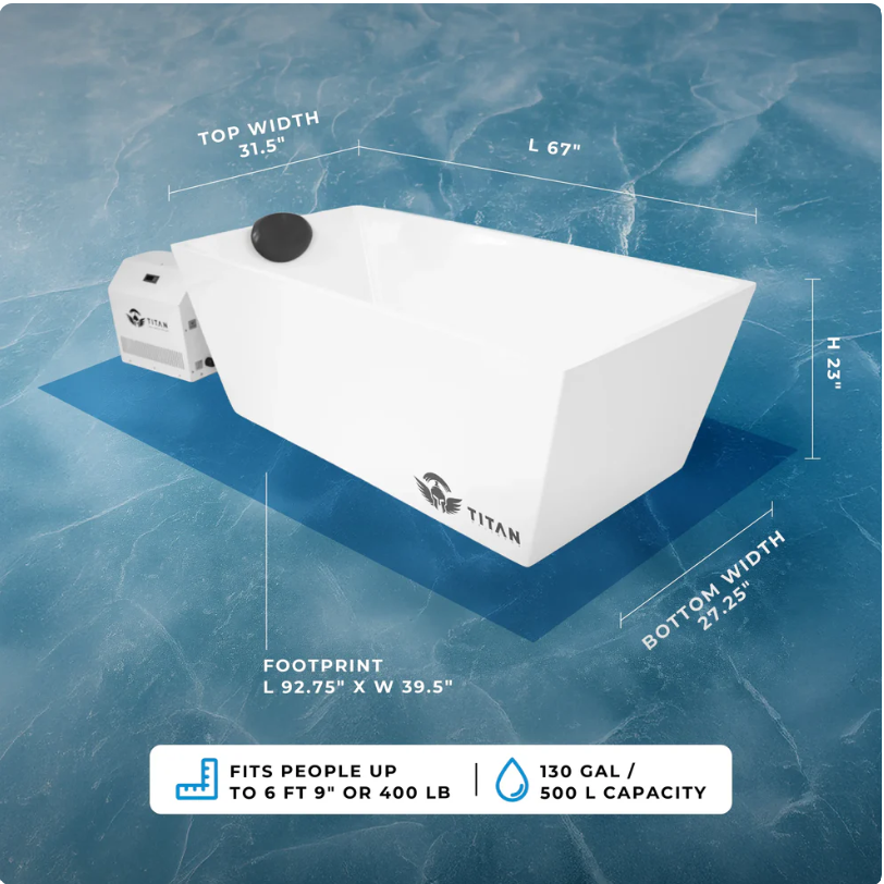 Titan Wellness Triumph Ice Bath Pro Arctic White full-body cold water immersion tub