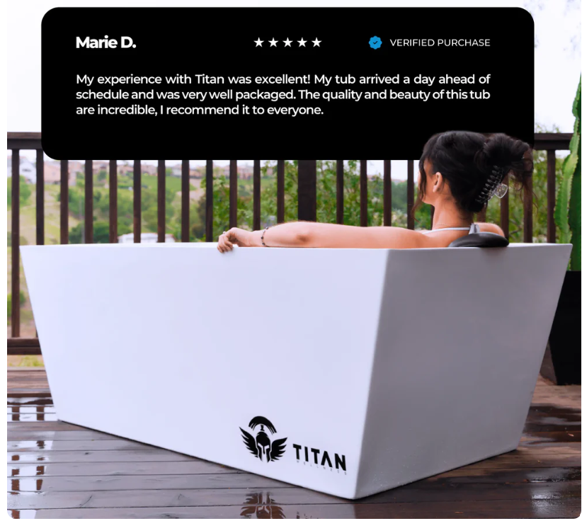 Portable cold plunge tub Titan Wellness Arctic White Triumph for athletes and recovery