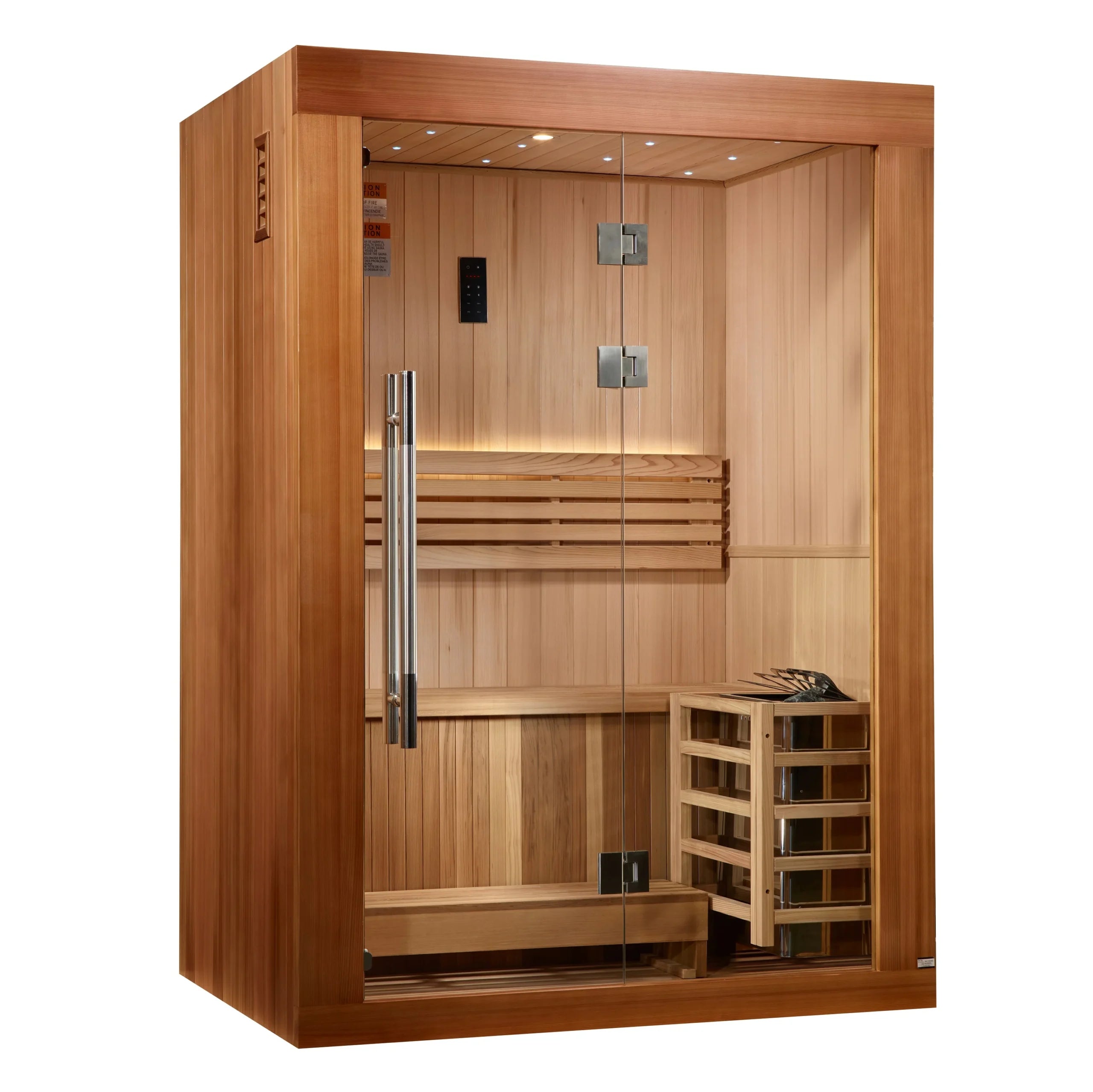 Sundsvall 2-Person Indoor Traditional Cedar Sauna with Harvia 6kW Heater – Golden Designs GDI-7289-02