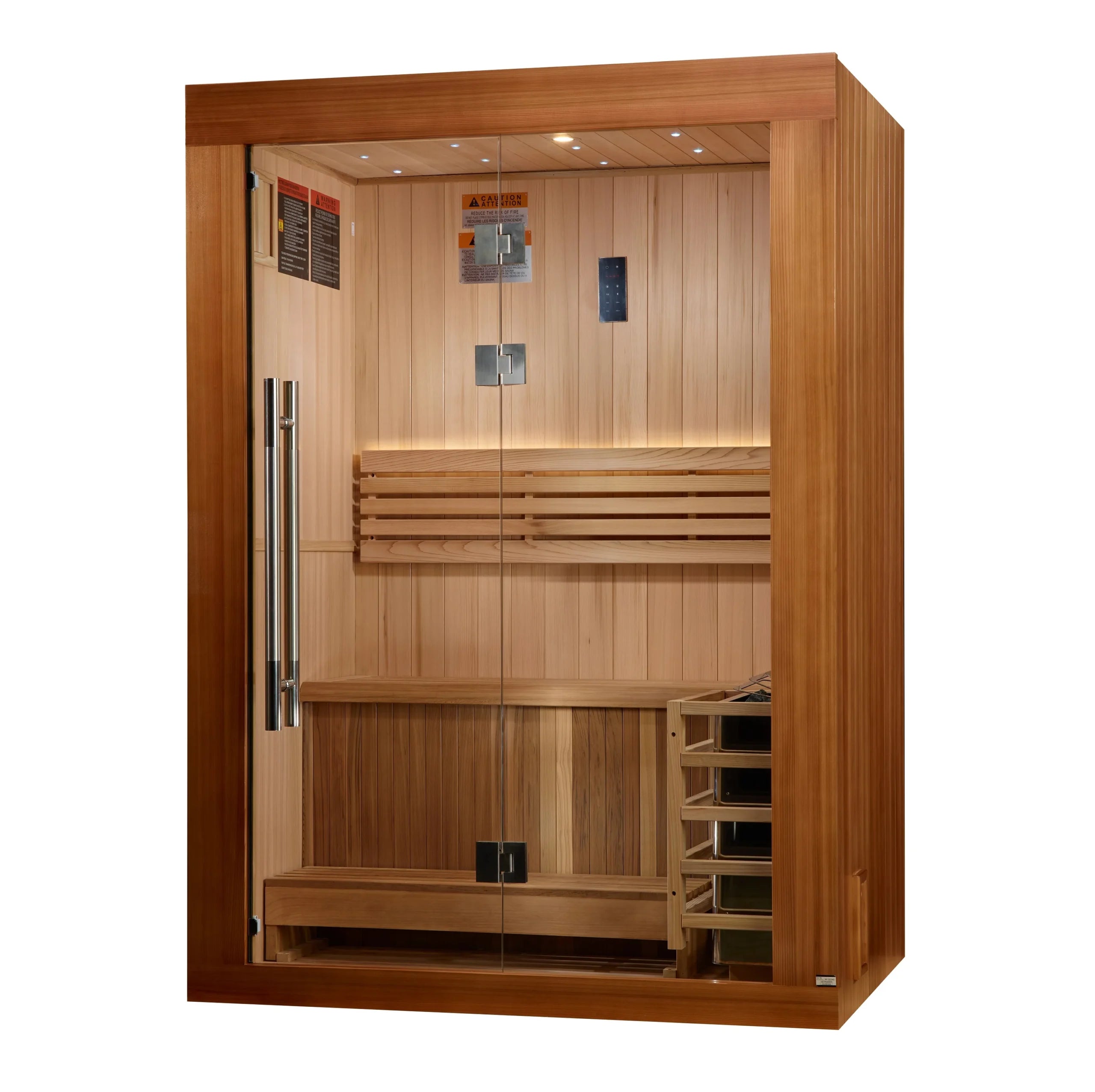 Sundsvall 2-Person Indoor Traditional Cedar Sauna with Harvia 6kW Heater – Golden Designs GDI-7289-02