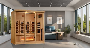 Golden Designs Reserve Edition sauna interior with bench seating