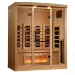 Golden Designs 4 Person Reserve Edition Full Spectrum Infrared Sauna with Himalayan Salt Bar & Chromotherapy – Near Zero EMF