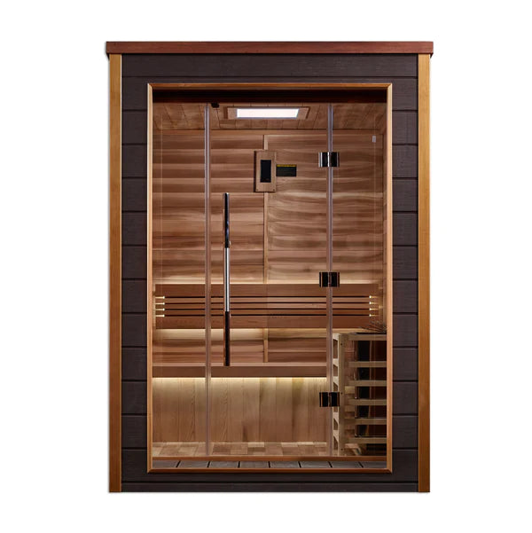 GDI-8202-01 Narvik 2 Person Outdoor-Indoor Traditional Sauna – Canadian Red Cedar Interior