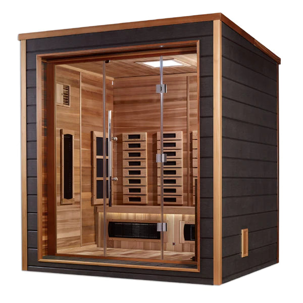 GDI-8223-01 Visby 3 Person Outdoor-Indoor PureTech™ Hybrid Full Spectrum Sauna – Canadian Red Cedar Interior