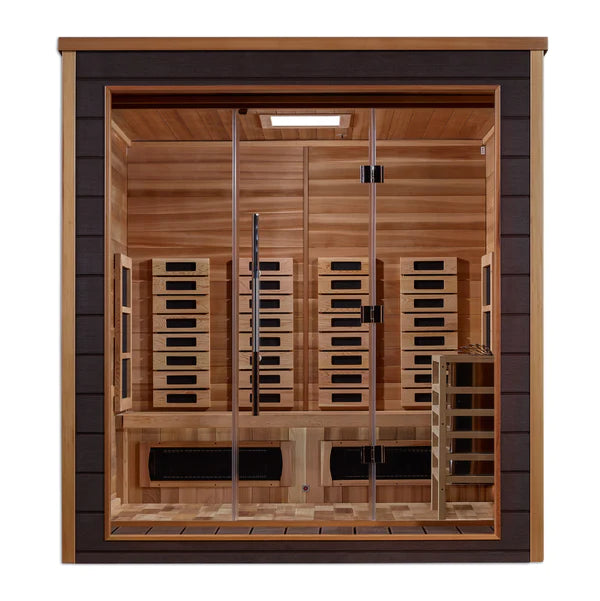 GDI-8223-01 Visby 3 Person Outdoor-Indoor PureTech™ Hybrid Full Spectrum Sauna – Canadian Red Cedar Interior
