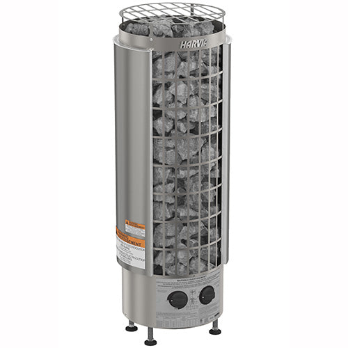 Harvia Cilindro PC60 Electric Sauna Heater – 6kW Stainless Steel Heater with Built-In Controls for Saunas up to 294 cu. ft.