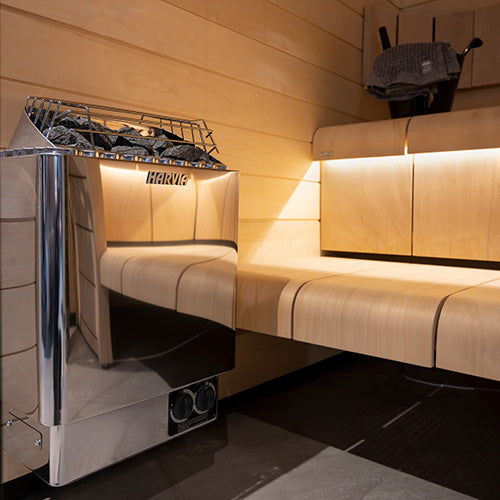 Harvia KIP60B 6 kW Electric Sauna Heater – Built-In Controls, Wall-Mounted Stainless Design