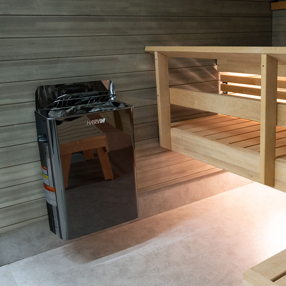 Harvia The Wall SW60 – 6kW Black Steel Electric Sauna Heater with Built-In Controls