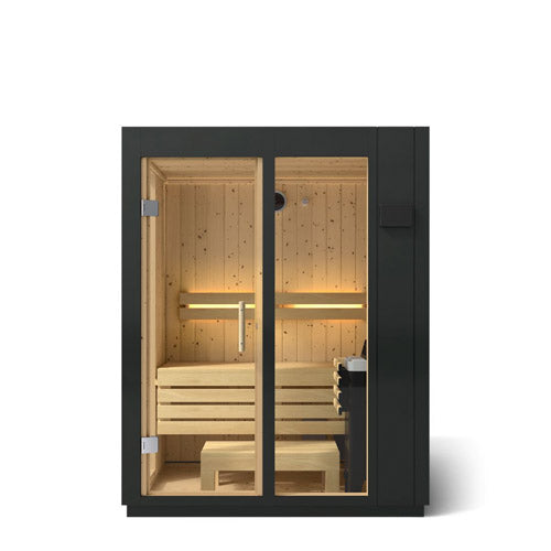 Kohler C1 Indoor Sauna Kit Graphite Grey – Scandinavian Spruce Home Sauna with FERO Heater (2 to 5 Persons)