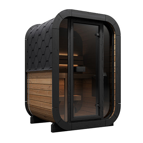 SaunaLife Model CL3G – Cube-Series 2-Person Outdoor Home Sauna Kit with Full Glass Front