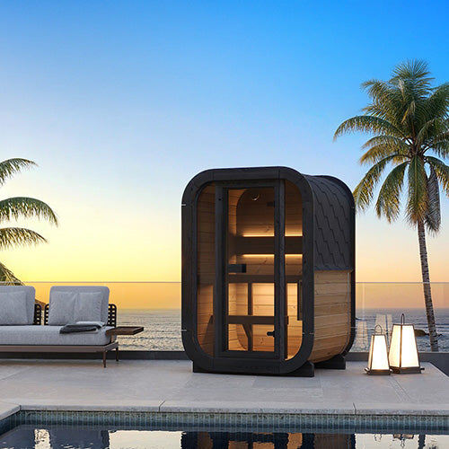 SaunaLife Model CL3G – Cube-Series 2-Person Outdoor Home Sauna Kit with Full Glass Front