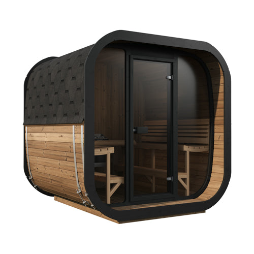 SaunaLife Model CL7G – Cube-Series 6-Person Outdoor Home Sauna Kit with Full Glass Front