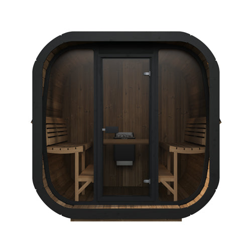 SaunaLife Model CL7G – Cube-Series 6-Person Outdoor Home Sauna Kit with Full Glass Front