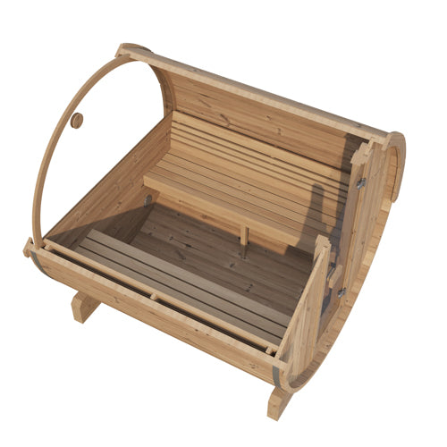 SaunaLife Model E6W – ERGO-Series Outdoor Barrel Sauna with Panoramic Window