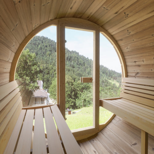SaunaLife Model E7G Sauna Barrel Glass Front