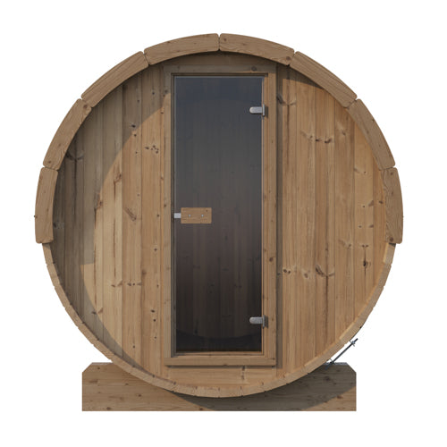 SaunaLife Model E8 Outdoor Barrel Sauna – 6-Person Thermo-Spruce ERGO Series