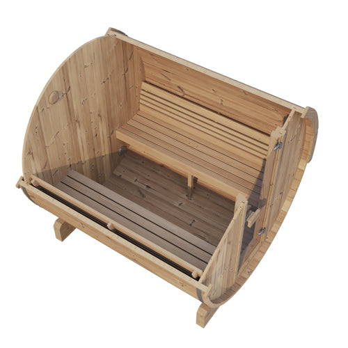 SaunaLife Model E8 Outdoor Barrel Sauna – 6-Person Thermo-Spruce ERGO Series