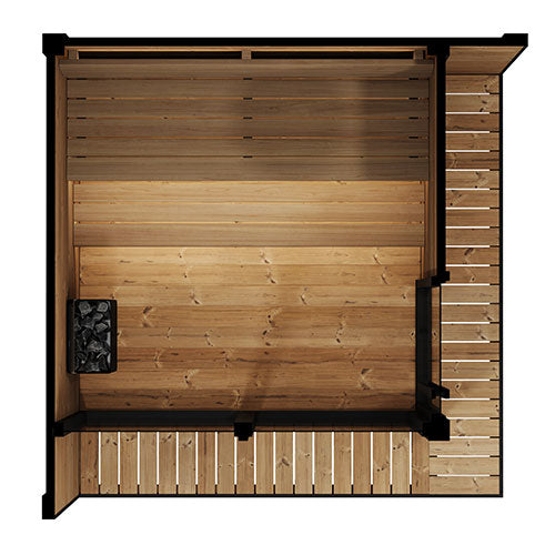 SaunaLife Model GL6 – Garden Luxury-Series 6-Person Outdoor Home Sauna Kit with Thermo-Spruce & Full Glass Front
