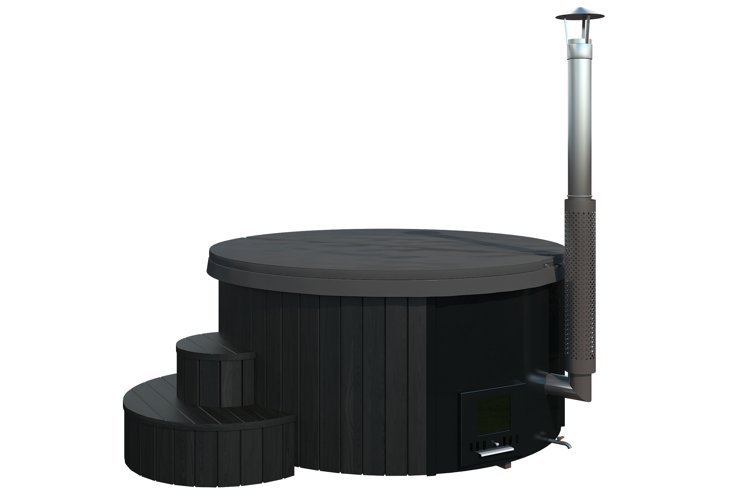 SaunaLife Model S4B – Soak-Series Wood-Burning Hot Tub (Black Finish, Up to 6 Persons)