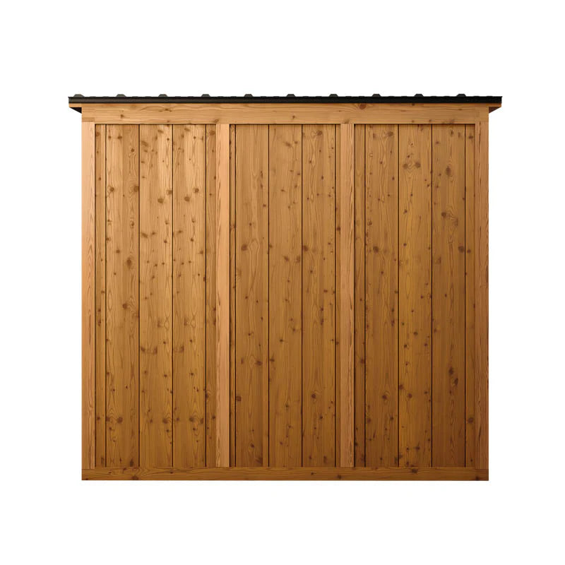Superior Saunas Thermory Mod6 Traditional Outdoor Sauna - Rear View Showing Thermory Wood Panel Construction